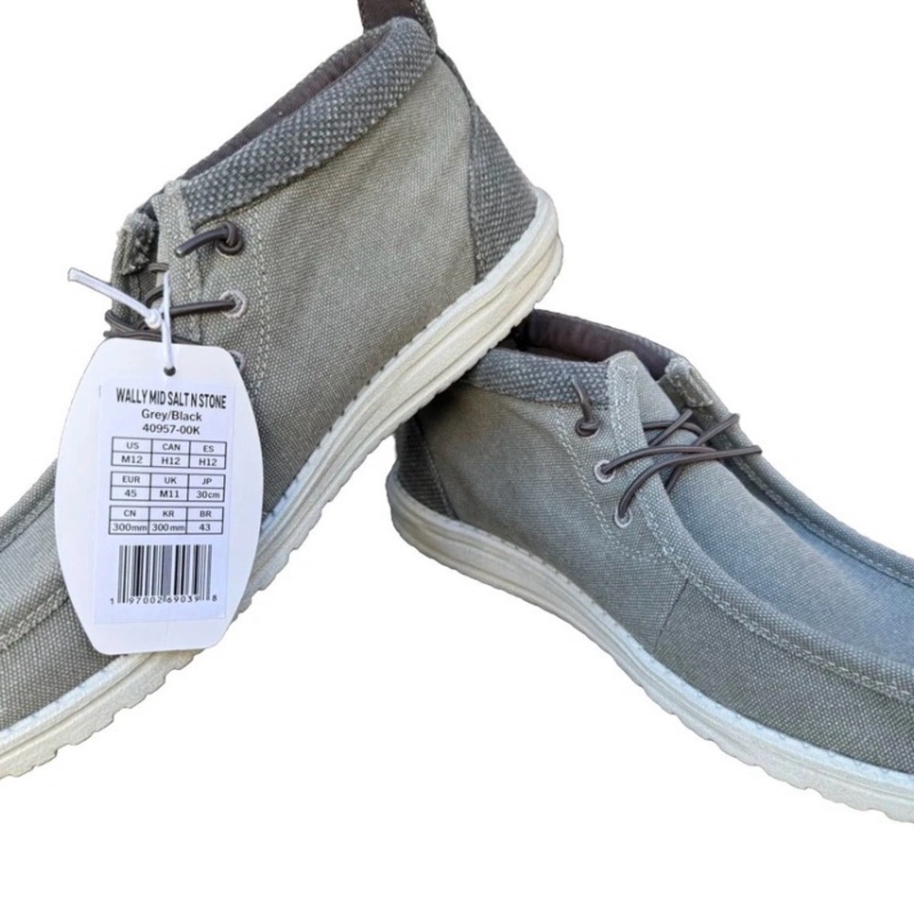Hey Dude Wally Men's Mid Salt N Stone Slip-on Shoe Color Grey/Black  Size M12